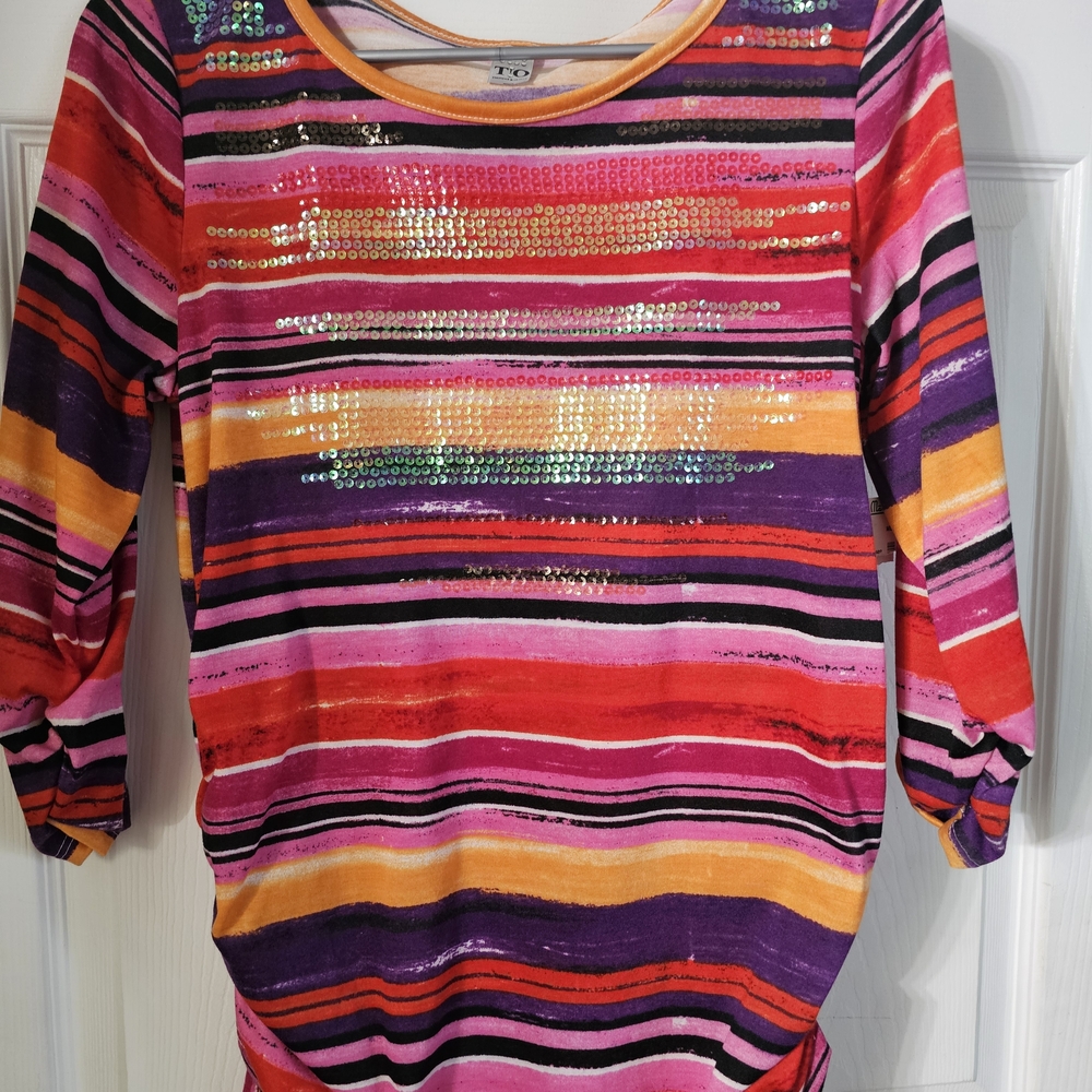 Colorful Striped Sequin Women's Top
